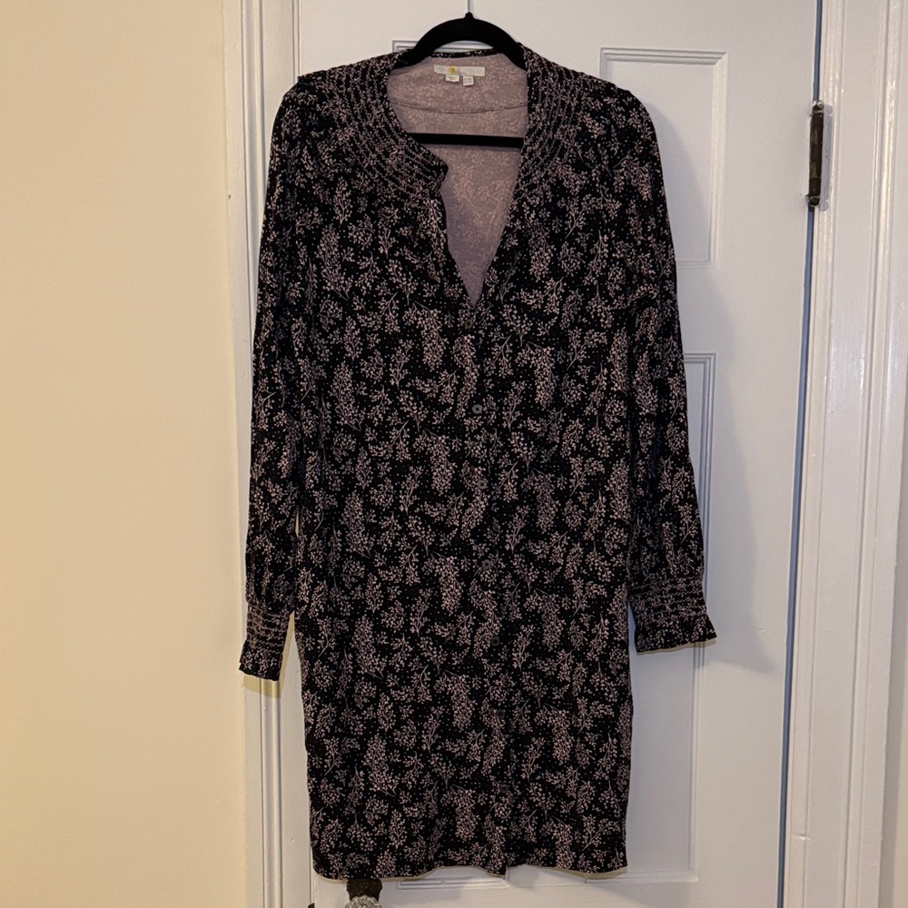 Boden Black and Pink Floral Long Sleeve Dress